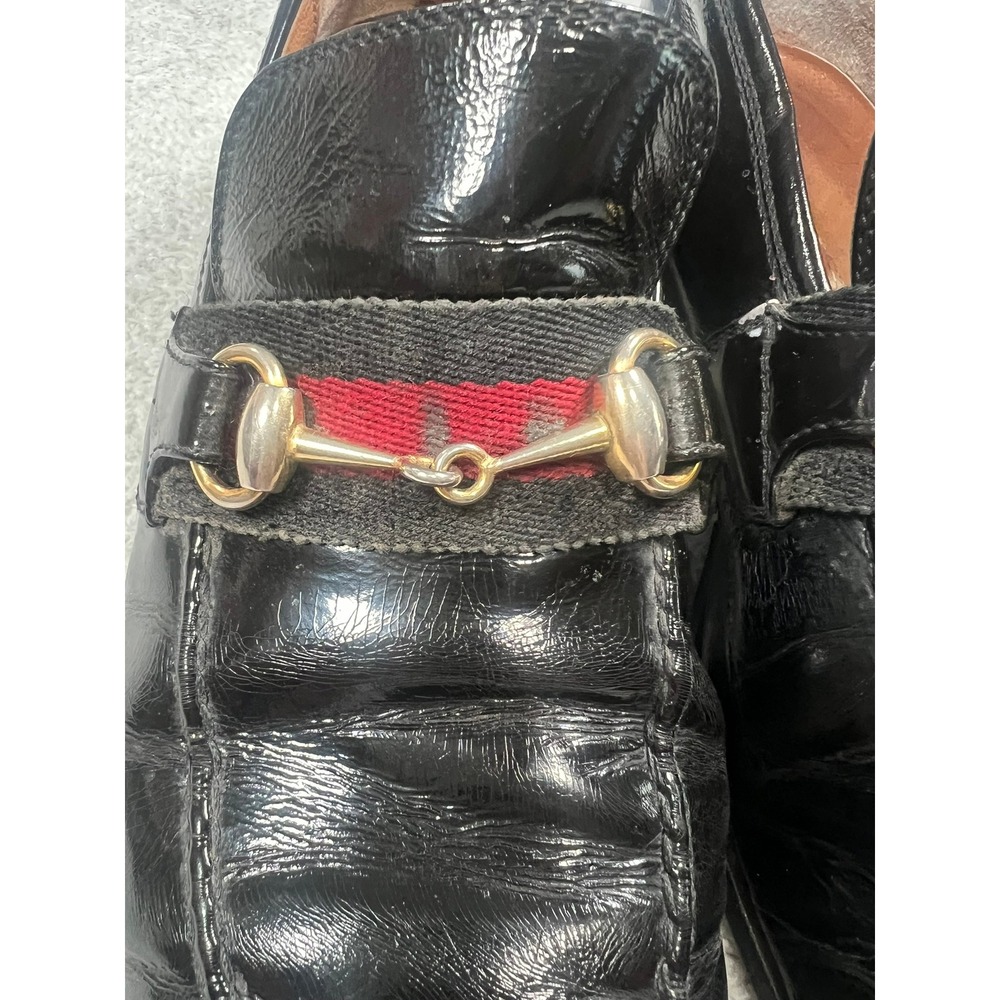 Gucci‎ Vintage Mens Horsebit Loafers Black Patent Leather Size 41.5 M Italy - Picture 4 of 11